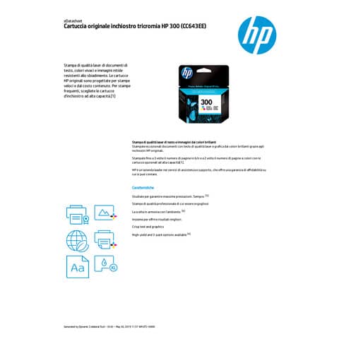 Cartuccia inkjet con inchiostro Vivera 300 HP 3 colori CC643EE